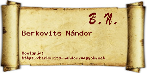Berkovits Nándor névjegykártya