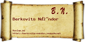 Berkovits Nándor névjegykártya